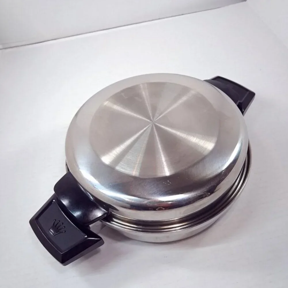 Kitchen Queen Frying Pan skillet with dome Lid 5‎ ply multi-core stainless steel